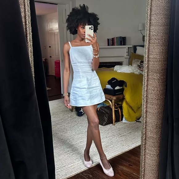 REFORMATION Phillipa White Linen Dress 6